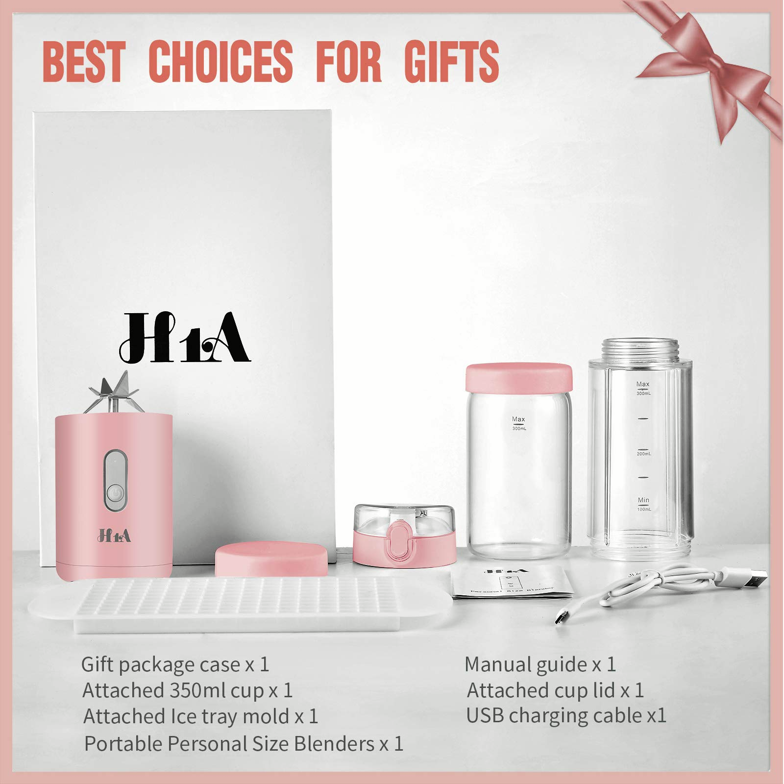 Portable blender, Mini Fruit Juicer Cup, Personal Small Electric Juice Mixer  Machine with USB Rechargeable 4000mAh Battery Powered 380ML Travel Bottle 